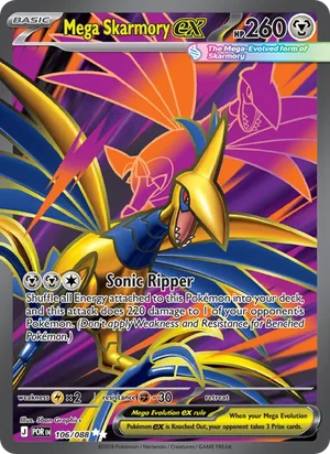 Mega Skarmory ex 106/088 Ultra Rare, Perfect Order Pokémon TCG card