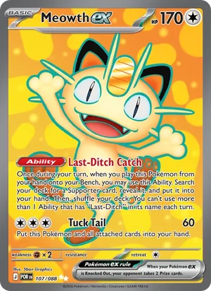 Meowth ex 107/088 Ultra Rare, Perfect Order Pokémon TCG card