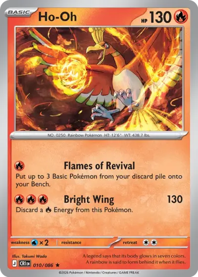 Ho-Oh 010/086 Rare, Chaos Rising Pokémon TCG card