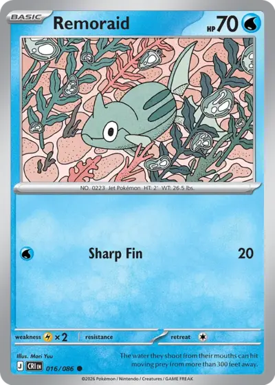 Remoraid 016/086 Common, Chaos Rising Pokémon TCG card