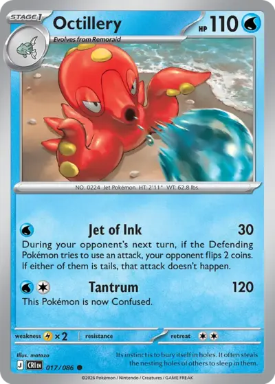 Octillery 017/086 Common, Chaos Rising Pokémon TCG card