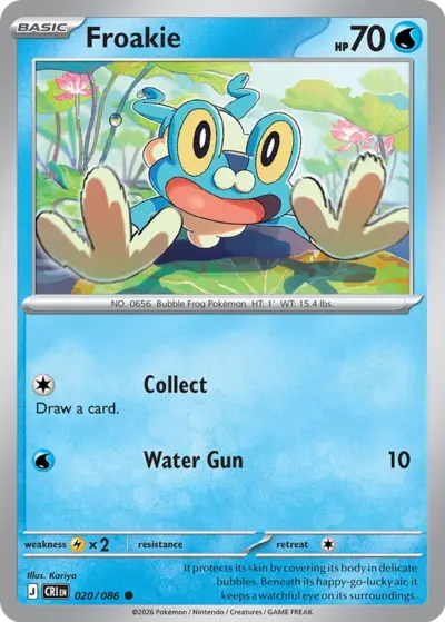 Froakie 020/086 Common, Chaos Rising Pokémon TCG card