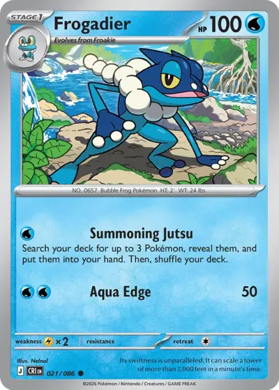 Frogadier 021/086 Common, Chaos Rising Pokémon TCG card