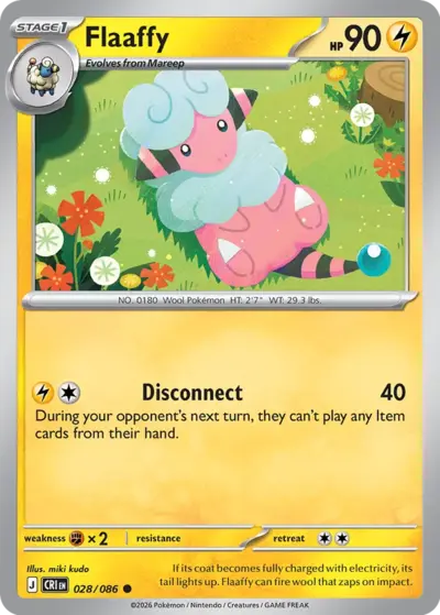 Flaaffy 028/086 Common, Chaos Rising Pokémon TCG card