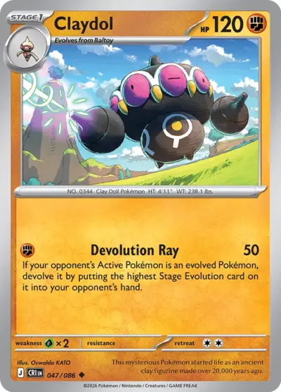 Claydol 047/086 Uncommon, Chaos Rising Pokémon TCG card