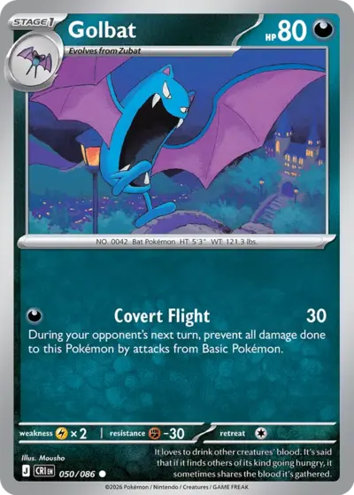 Golbat 050/086 Common, Chaos Rising Pokémon TCG card
