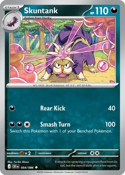 Skuntank 054/086 Uncommon, Chaos Rising Pokémon TCG card