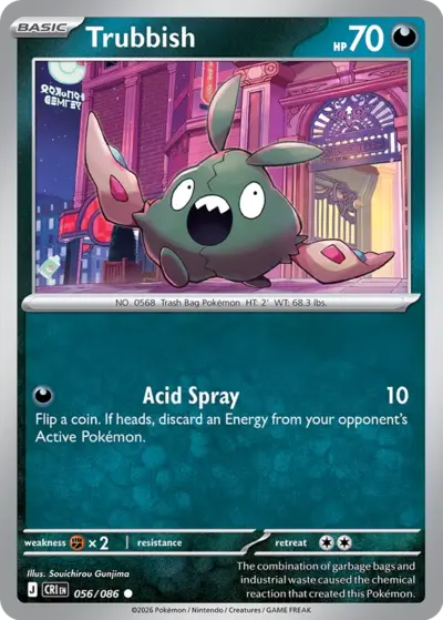 Trubbish 056/086 Common, Chaos Rising Pokémon TCG card