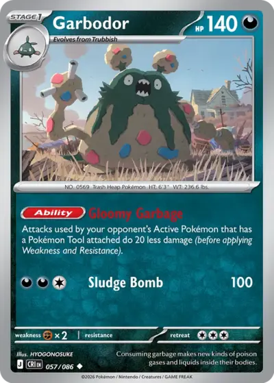 Garbodor 057/086 Uncommon, Chaos Rising Pokémon TCG card