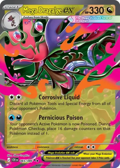 Mega Dragalge ex 065/086 Double Rare, Chaos Rising Pokémon TCG card