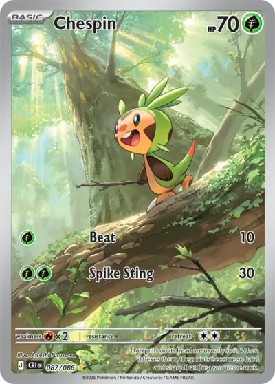 Chespin 087/086 Illustration Rare, Chaos Rising Pokémon TCG card