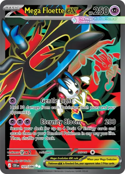Mega Floette ex 101/086 Ultra Rare, Chaos Rising Pokémon TCG card