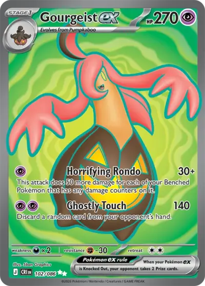 Gourgeist ex 102/086 Ultra Rare, Chaos Rising Pokémon TCG card