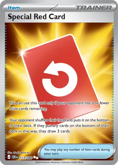 Special Red Card 113/086 Ultra Rare, Chaos Rising Pokémon TCG card