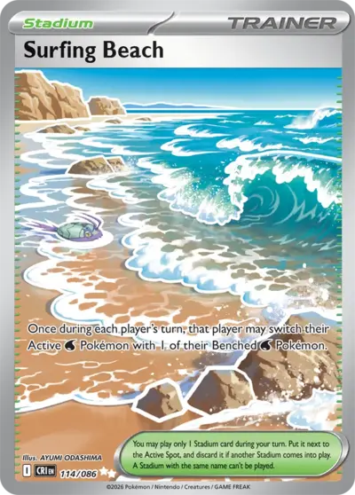 Surfing Beach 114/086 Ultra Rare, Chaos Rising Pokémon TCG card