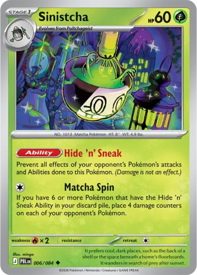Sinistcha Pitch Black English Pokémon TCG 006