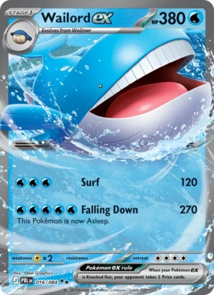 Wailord ex 016/084 Double Rare, Pitch Black Pokémon TCG card