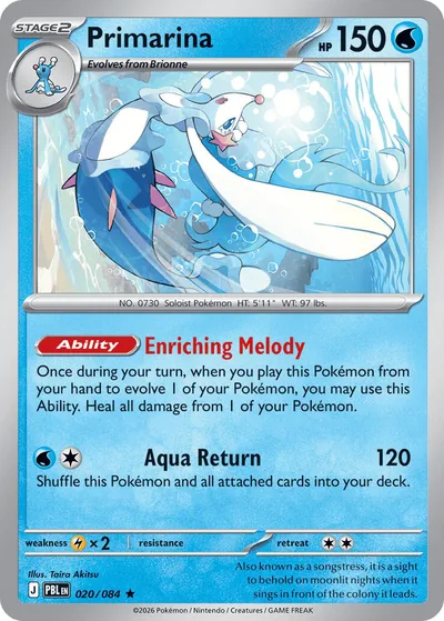 Primarina Pitch Black Pokémon TCG 020/084