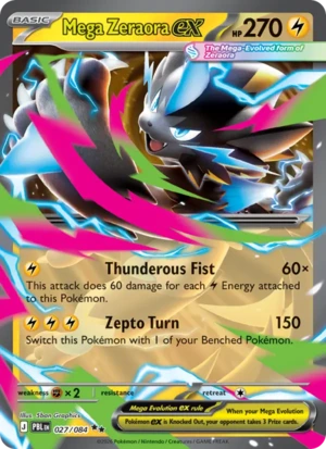 Mega Zeraora ex 027/084 Double Rare, Pitch Black Pokémon TCG card