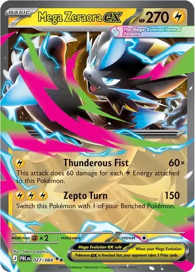 Mega Zeraora ex Pitch Black English Pokémon TCG 027