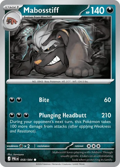 Mabosstiff Pitch Black Pokémon TCG 058/084