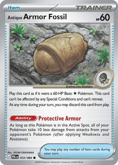 Antique Armor Fossil Pitch Black Pokémon TCG 072/084