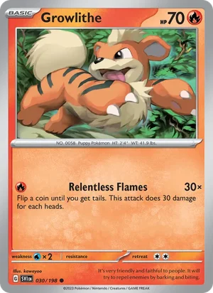 Growlithe Scarlet &amp; Violet Pokémon TCG Common 030