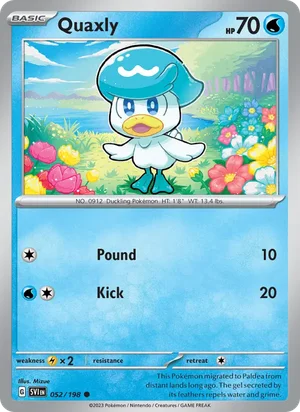Quaxly Scarlet &amp; Violet Pokémon TCG Common 052