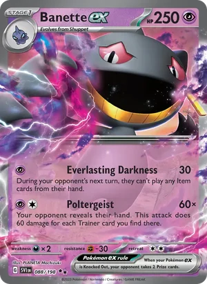 Banette ex Scarlet &amp; Violet Pokémon TCG Double Rare 088