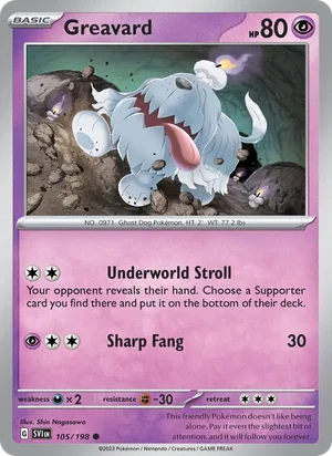 Greavard Scarlet &amp; Violet Pokémon TCG Common 105