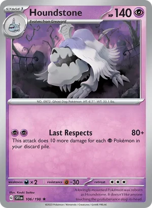Houndstone Scarlet &amp; Violet Pokémon TCG Rare 106