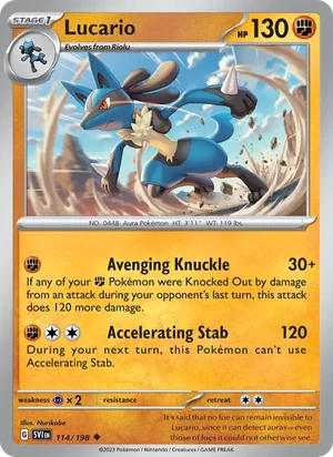 Lucario Scarlet &amp; Violet Pokémon TCG Uncommon 114