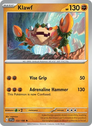 Klawf Scarlet &amp; Violet Pokémon TCG Rare 122