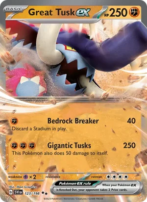 Great Tusk ex Scarlet &amp; Violet Pokémon TCG Double Rare 123