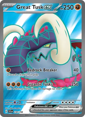 Great Tusk ex Scarlet &amp; Violet Pokémon TCG Ultra Rare 230