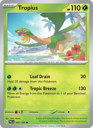 Tropius 007/193 Common, Paldea Evolved Pokémon TCG card