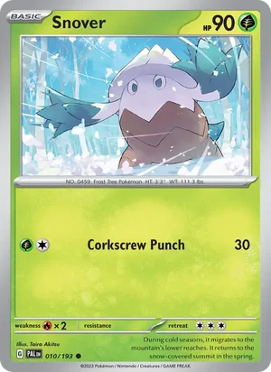 Snover 010/193 Common, Paldea Evolved Pokémon TCG card