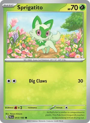 Sprigatito 013/193 Common, Paldea Evolved Pokémon TCG card