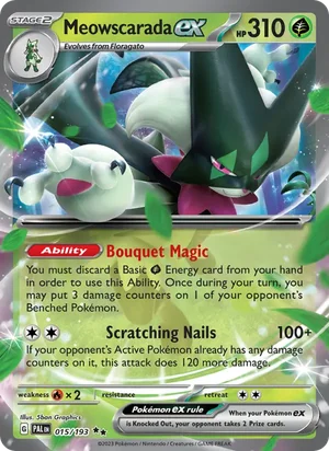 Meowscarada ex 015/193 Double Rare, Paldea Evolved Pokémon TCG card