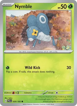 Nymble 020/193 Common, Paldea Evolved Pokémon TCG card