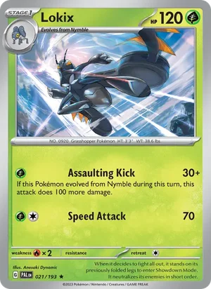 Lokix 021/193 Rare, Paldea Evolved Pokémon TCG card
