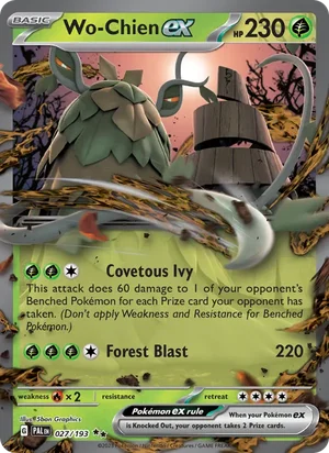 Wo-Chien ex 027/193 Double Rare, Paldea Evolved Pokémon TCG card