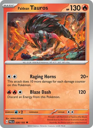 Paldean Tauros 028/193 Uncommon, Paldea Evolved Pokémon TCG card