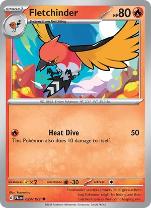 Fletchinder 029/193 Uncommon, Paldea Evolved Pokémon TCG card