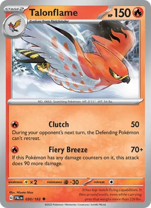 Talonflame 030/193 Uncommon, Paldea Evolved Pokémon TCG card