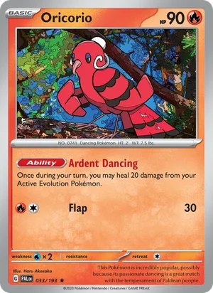 Oricorio 033/193 Rare, Paldea Evolved Pokémon TCG card