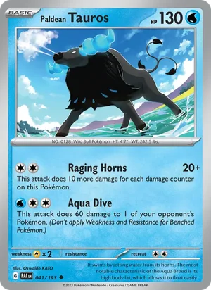 Paldean Tauros 041/193 Uncommon, Paldea Evolved Pokémon TCG card