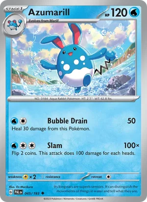 Azumarill 045/193 Uncommon, Paldea Evolved Pokémon TCG card