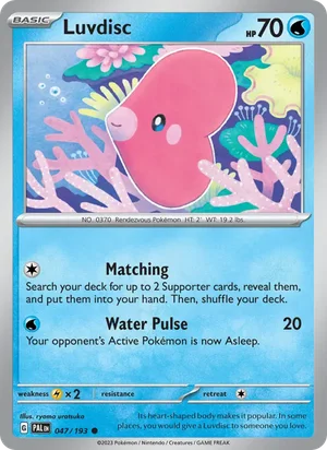 Luvdisc 047/193 Common, Paldea Evolved Pokémon TCG card