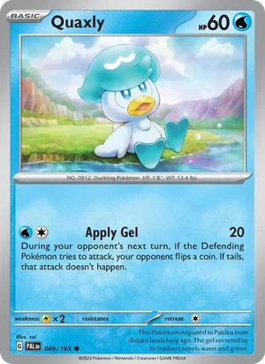 Quaxly 049/193 Common, Paldea Evolved Pokémon TCG card